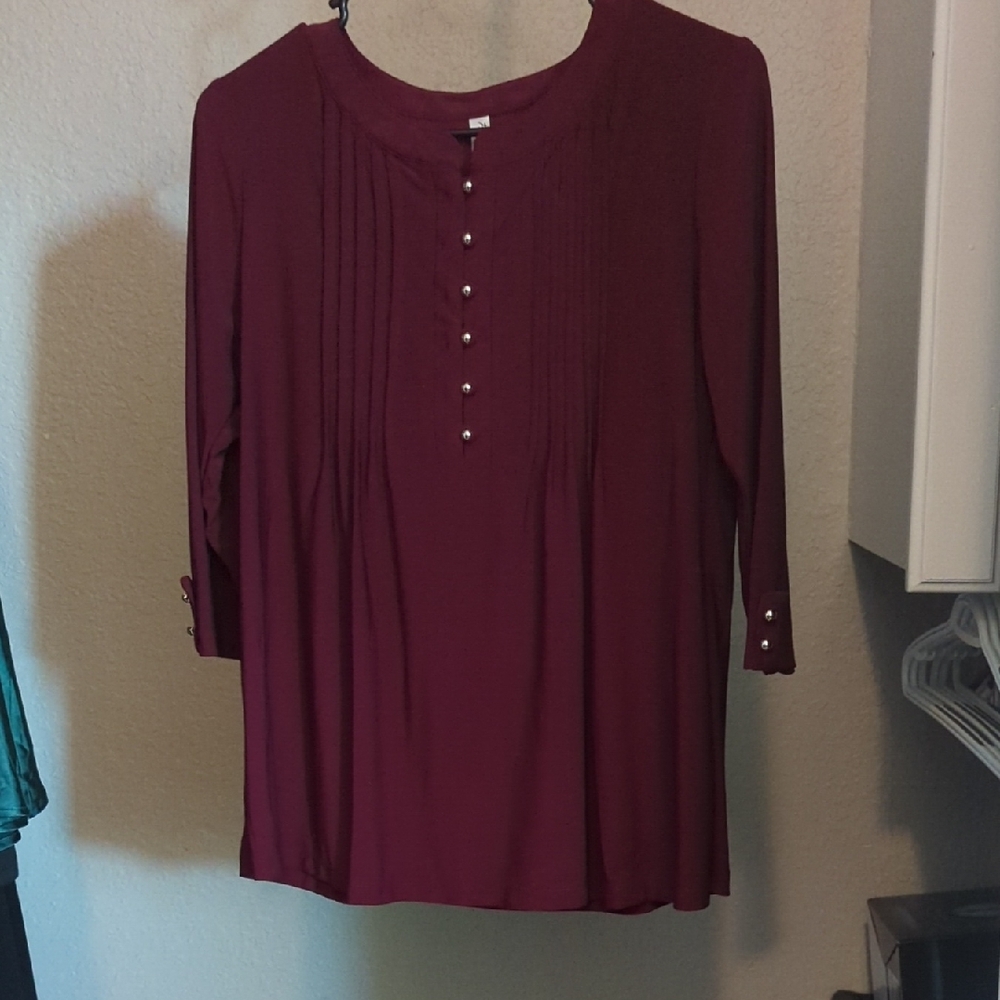 Women's Burgundy Office Top